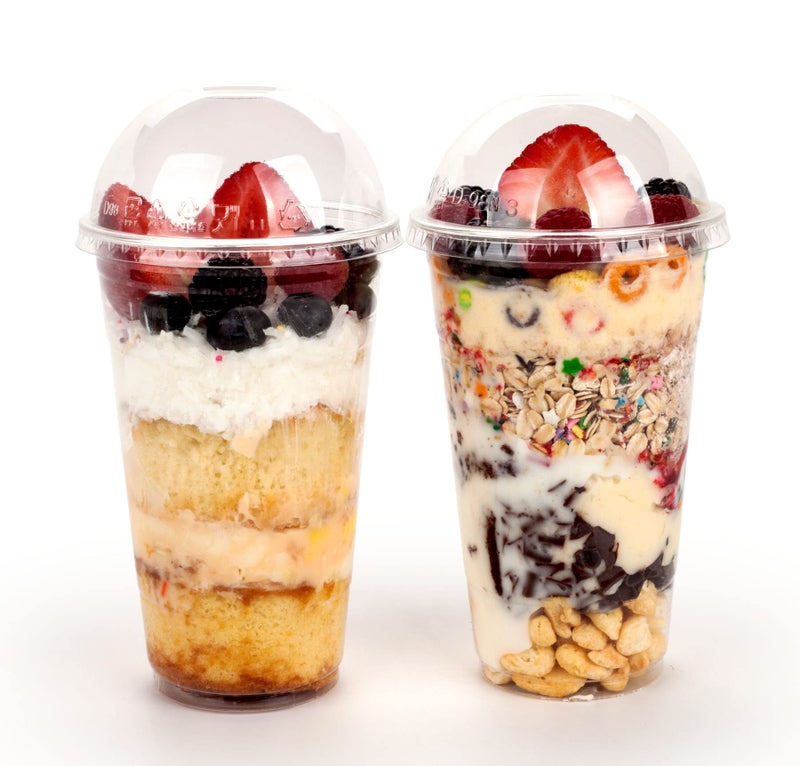 Golden Apple Cup series, 24oz Clear Plastic cups with Dome lids no hole 50sets, BPA Free - Image 1